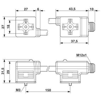 SAC-M12MS/A-L-S/0,15PUR/A-L-S - Phoenix Contact - 1501074 - изображение 2